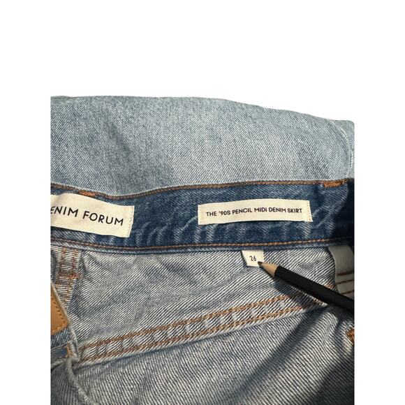 Denim Forum ’90s Carpenter Midi Pencil Skirt — Size 26 - Picture 4 of 7